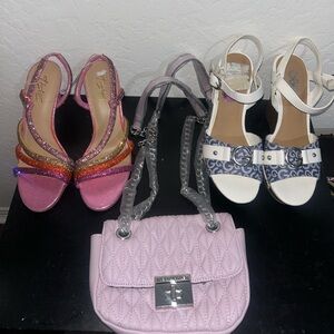 Colorful Strappy Heels and White Patterned Sandals